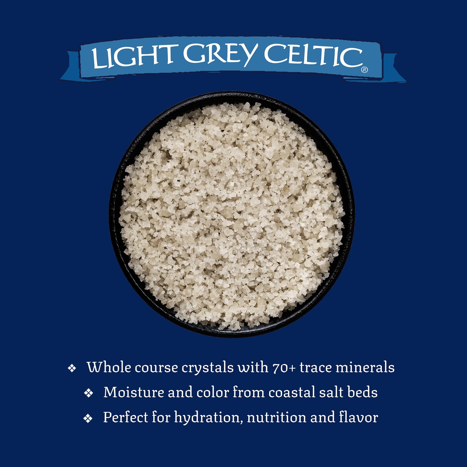 Light Grey Celtic Sea Salt 1 Pound Resealable Bag Additive-Free