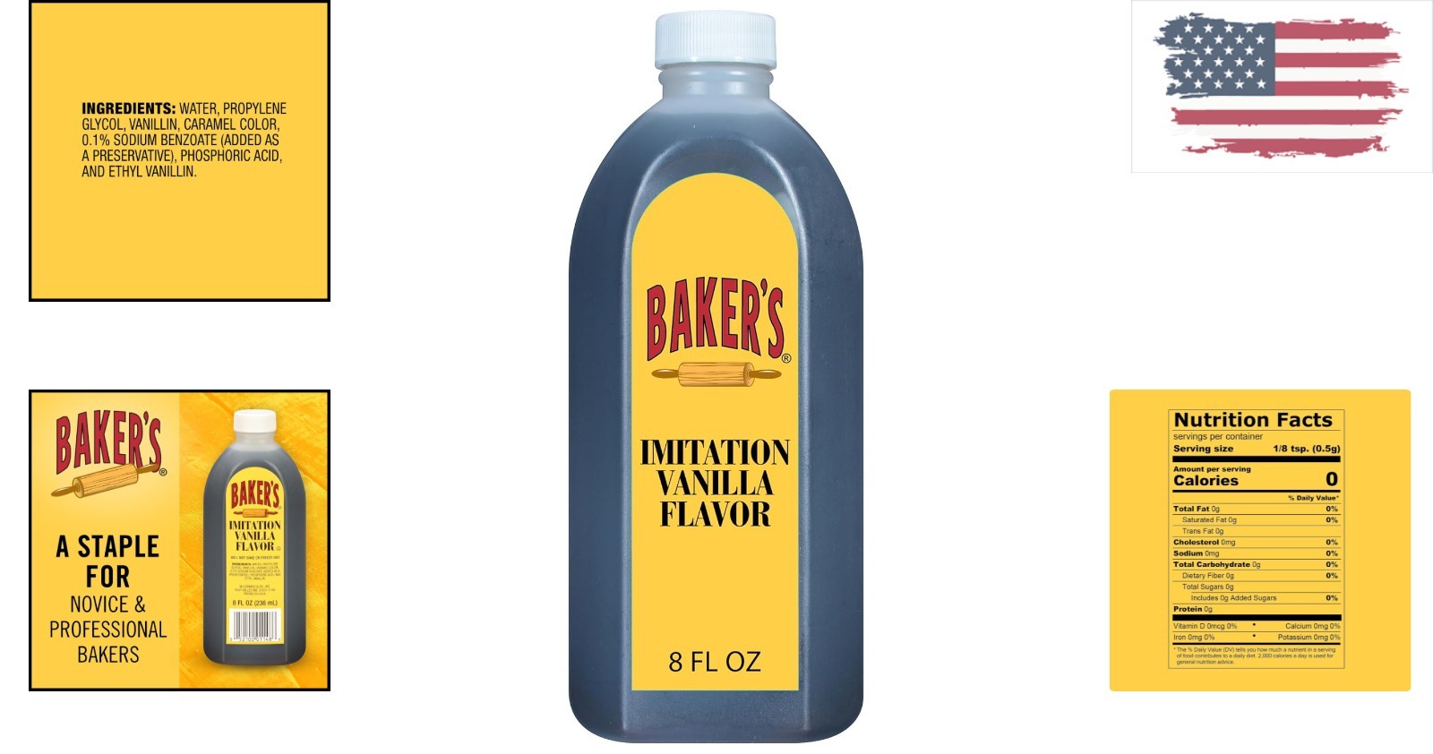 Versatile Imitation Vanilla Extract – 8 fl oz Bottles, Perfect for All Bakes