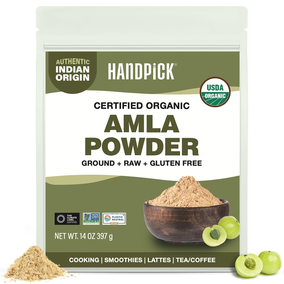 Organic Amla Powder (14oz) Amalaki, USDA Organic, Non-GMO | 100% Raw and Natural