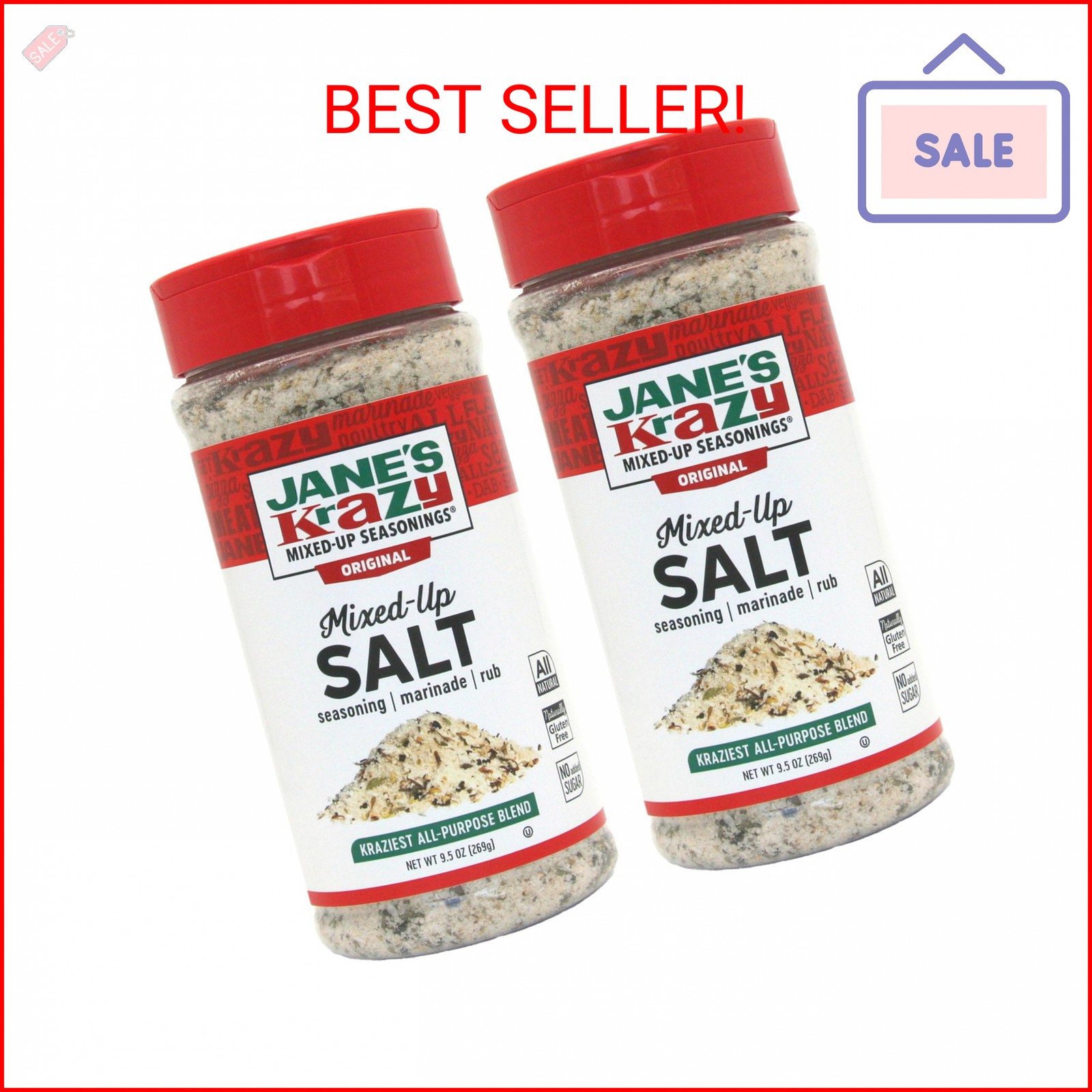Jane’s Krazy Mixed-Up Original Salt Blend, 9.5 Ounce (Pack of 2)