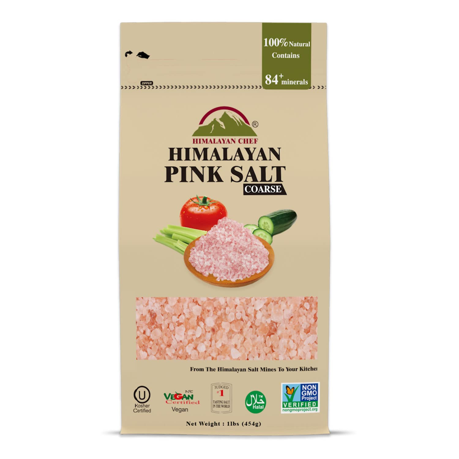 Pink Himalayan Salt Coarse Grain 1 lb (Pack of 6), Grinder Refill, Non-GMO, Pure