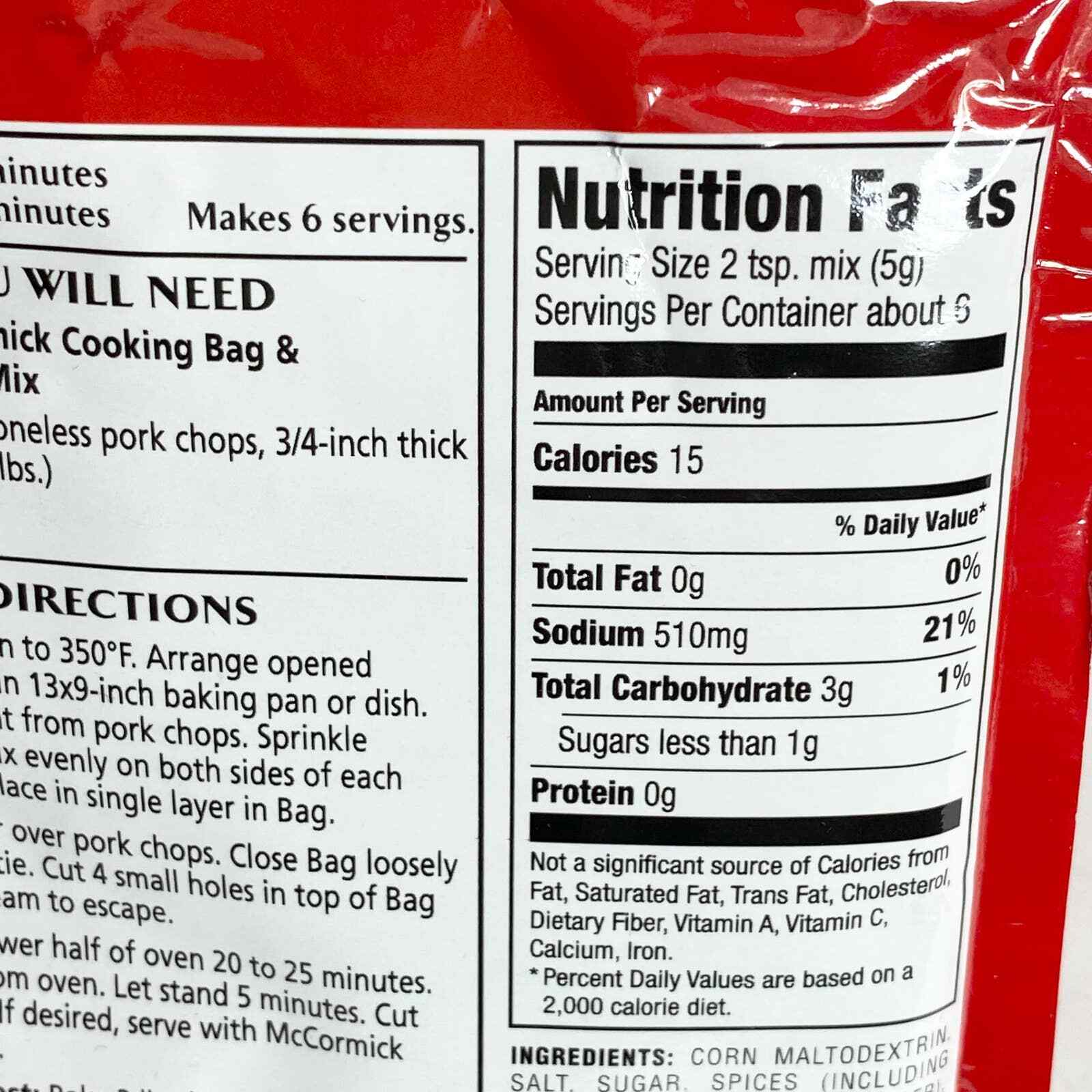 McCormick Bag ‘N Season Pork Chops Cooking Bag Seasoning Mix 1.06 oz (Pack of 3)