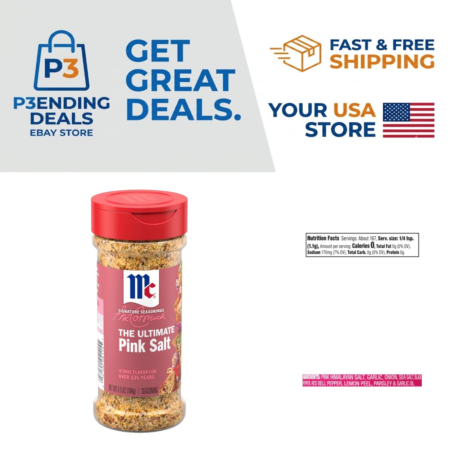 Gluten-Free Gourmet All-Purpose Seasoning: Himalayan Pink Salt & Garlic, 6.5 oz