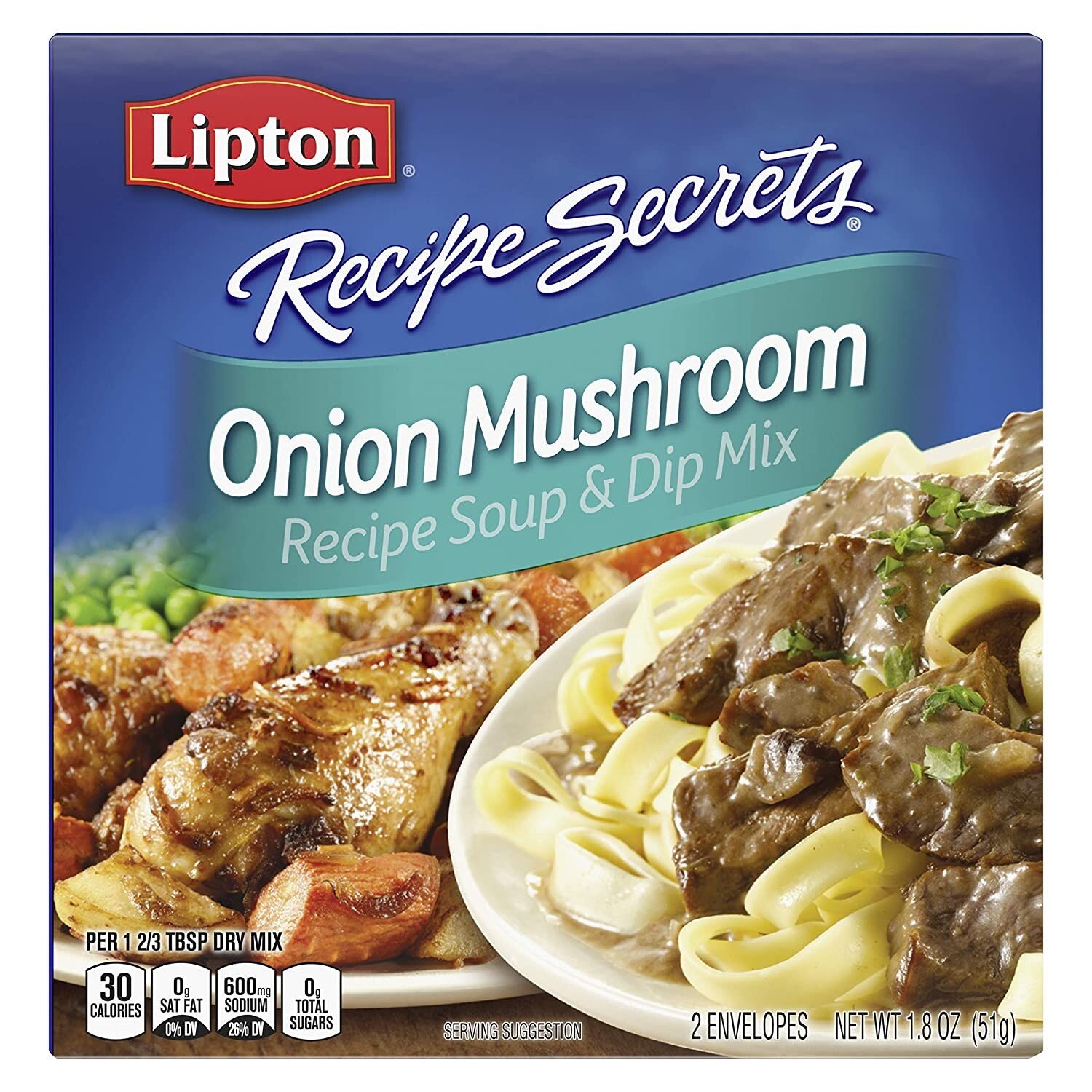 Lipton Soup and Dip Mix For a Delicious Meal Onion Mushroom 1.8 oz, Pack of 6
