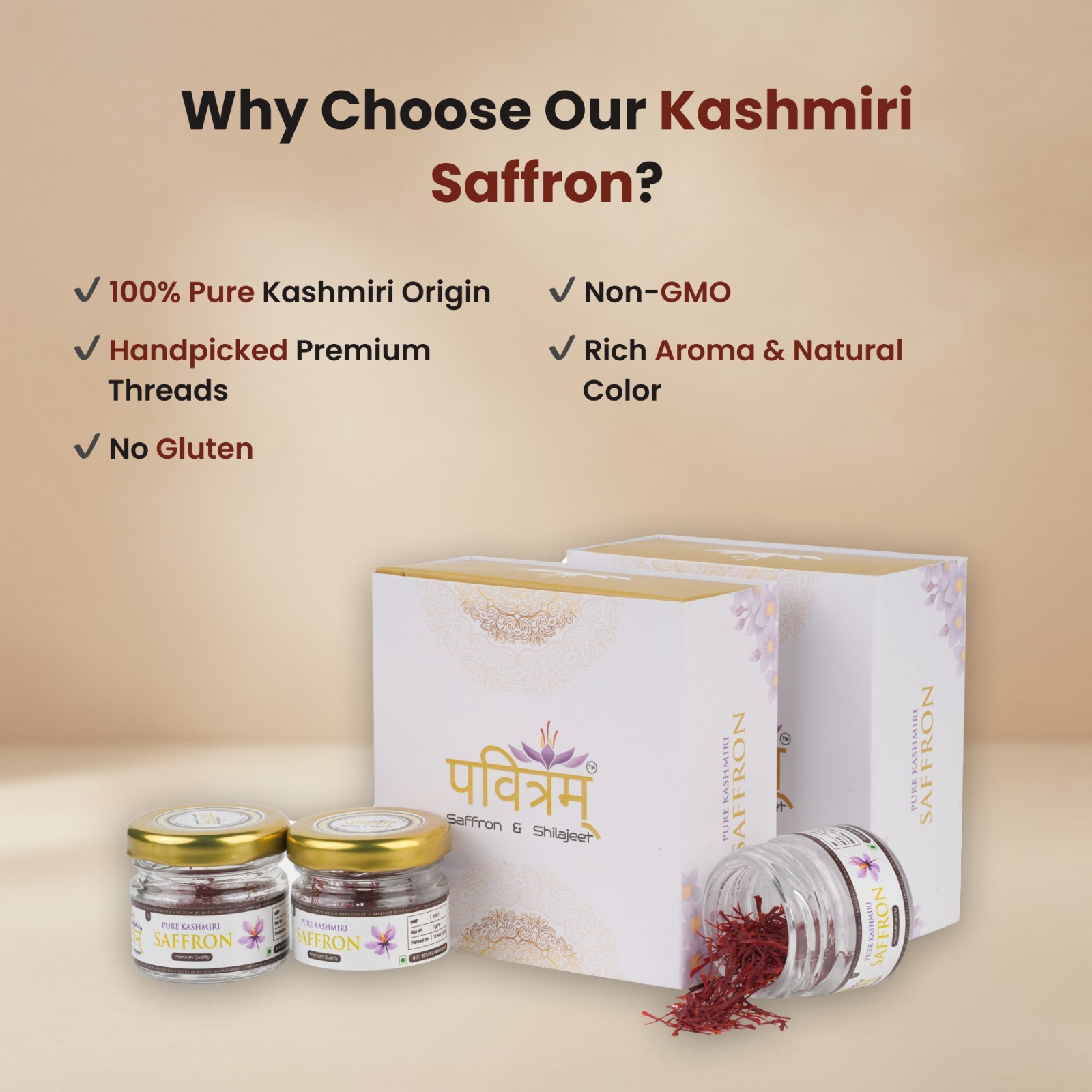 Kashmiri Mongra Saffron Grade A | Pure Kesar Threads | Premium Quality Spice