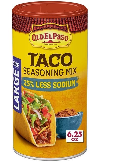 Old El Paso Taco Seasoning, 25% Less Sodium, Large Size, 6.25 oz.
