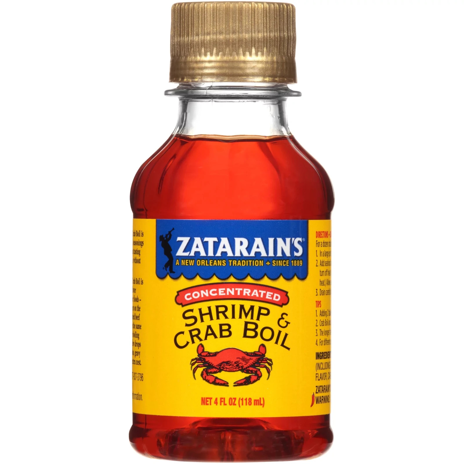 Zatarain’s Liquid Shrimp and Crab Boil (4 Pack) 4 oz Bottles Seafood Seasoning