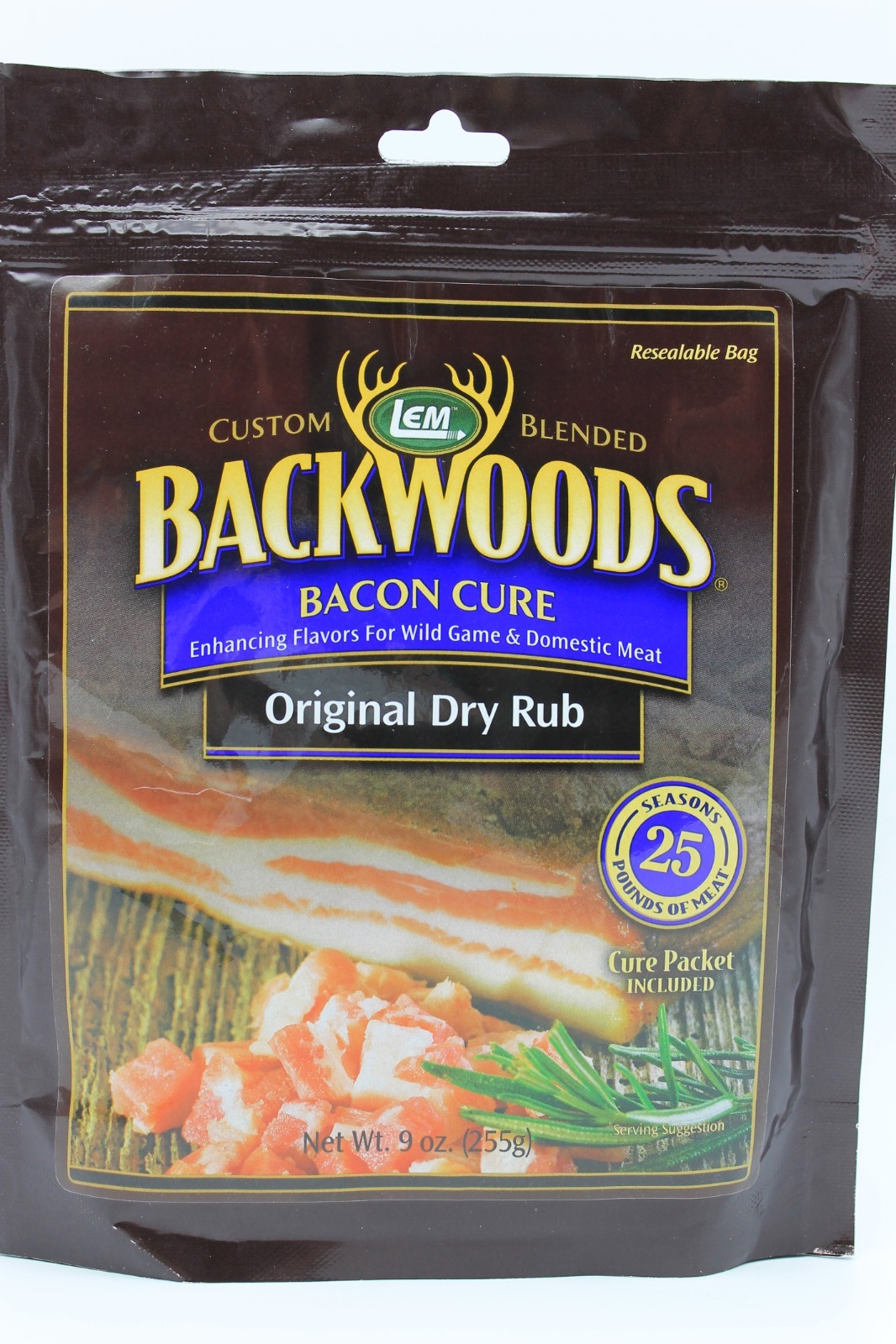 Bacon Cure Dry Rub LEM Backwoods Original seasons 25 lbs Bacon-Pork Butt-Deer