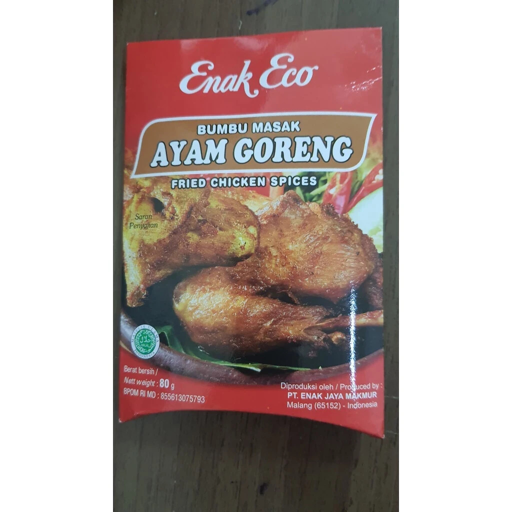Enak Eco, Indonesian Seasoning, Bumbu Masak, Ayam Goreng, 80g (Pack of 1)