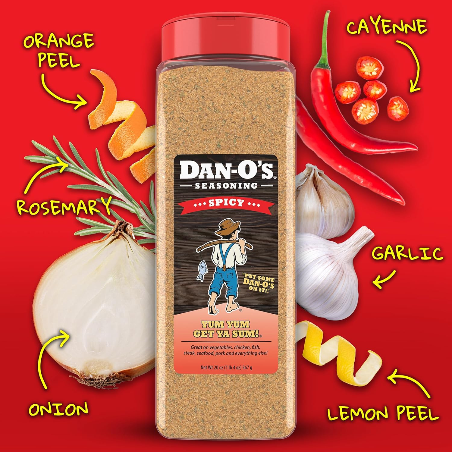 Spicy Dan-O’s Original Seasoning All Natural Low Sodium No MSG (20 oz) Dry Rub