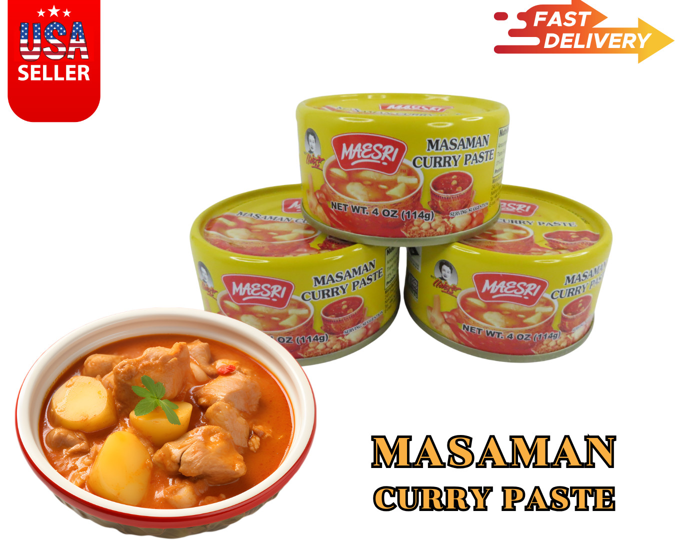 (3-PACK) MAESRI THAI MASAMAN CURRY 4 OZ / 114 G **FREE SHIPPING**