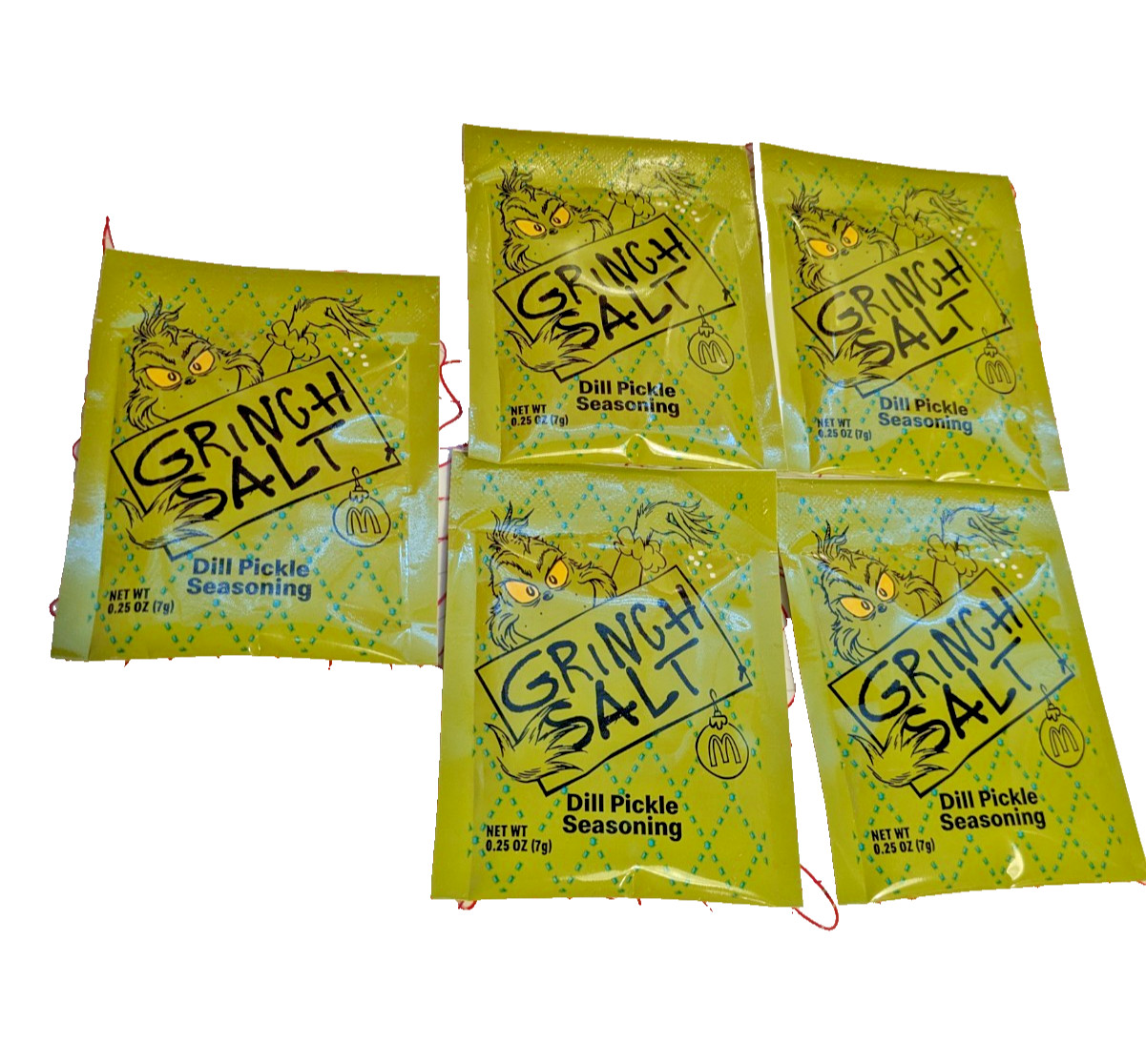 5x McDonald’s Grinch Salt Packets – Dill Pickle McShaker Seasoning – Nov 2026