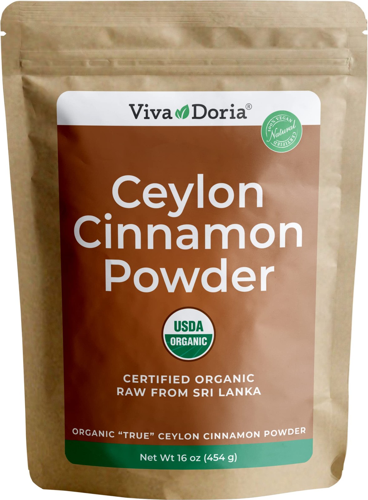 Viva Doria Organic Ceylon Cinnamon Powder | 1 Pound (Pack of 1), brown
