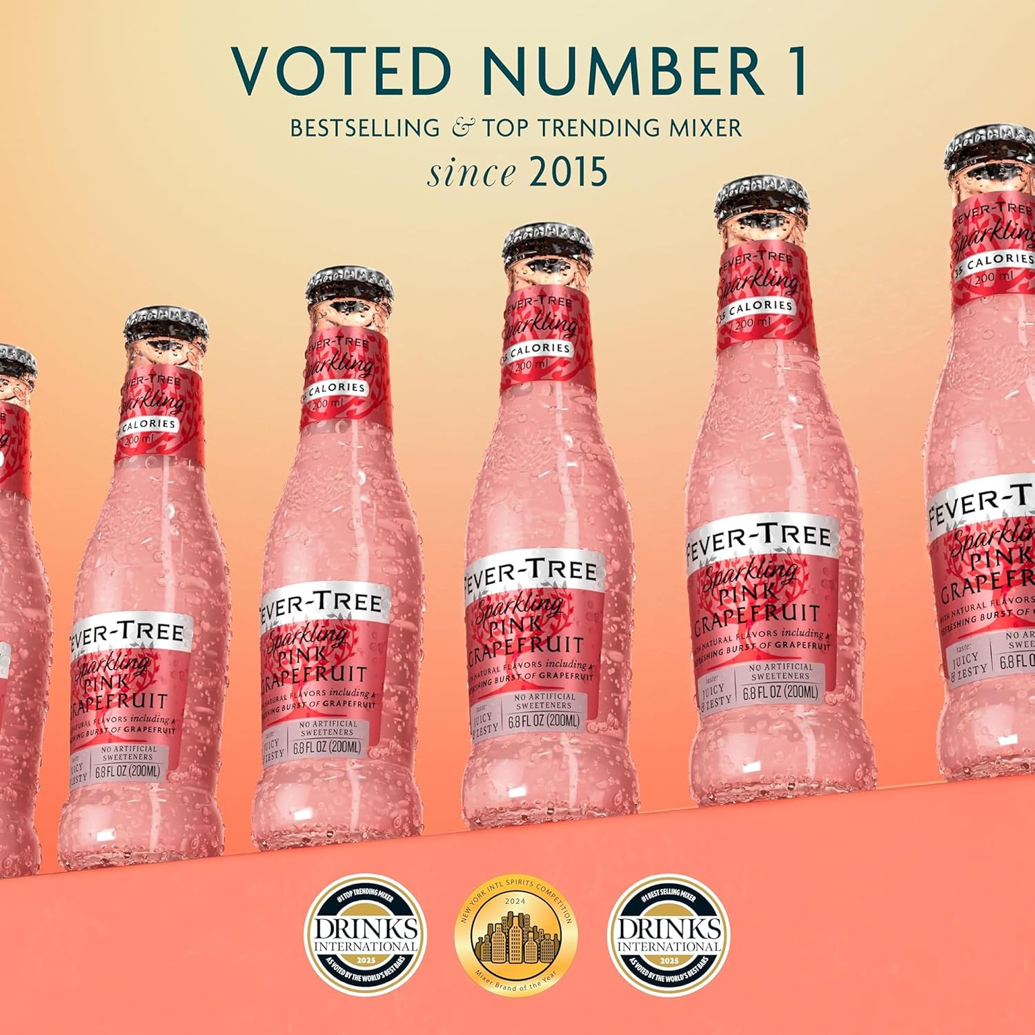 Fever Tree Sparkling Pink Grapefruit Soda 6.8oz 24 Pack Mixer Non GMO