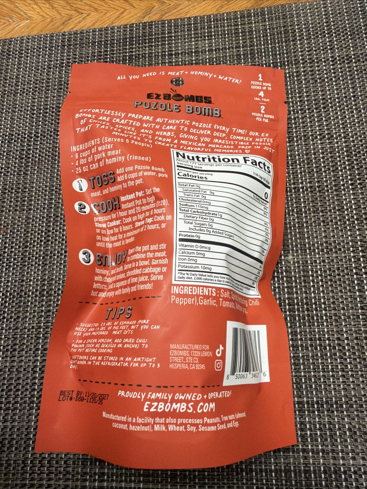 EZ Bombs Pozole Bomb Mexican Spice Mix BRAND NEWSEALED EXPIRATION DATE11/20/2027