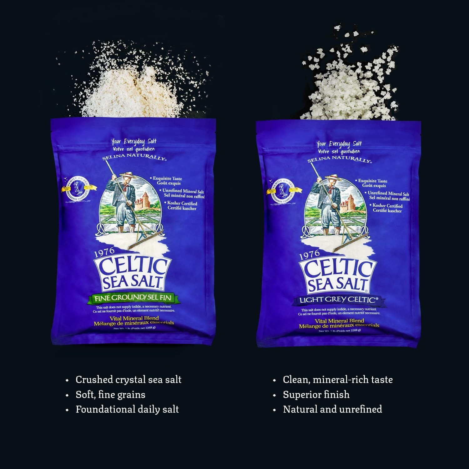 Pure Mineral Sea Salt, Family Founded Since 1976 – 5 lb Resealable Convenience