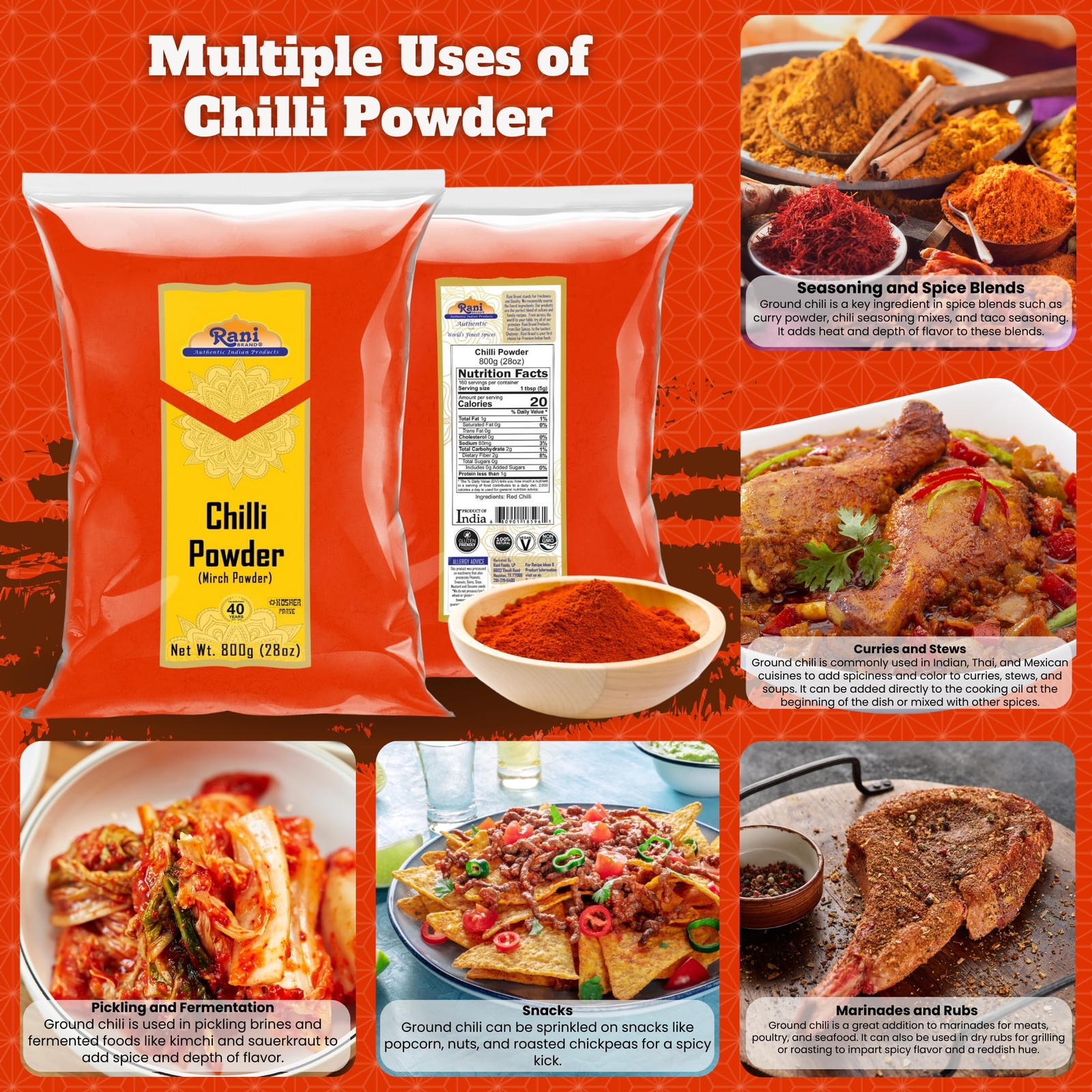 Rani Chilli Powder (Mirchi) Ground Indian Spice 28oz (800g)
