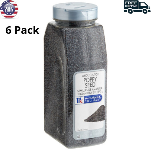 Culinary Whole Dutch Poppy Seeds for Baked Goods and Dressings 20 oz 6 Pack
