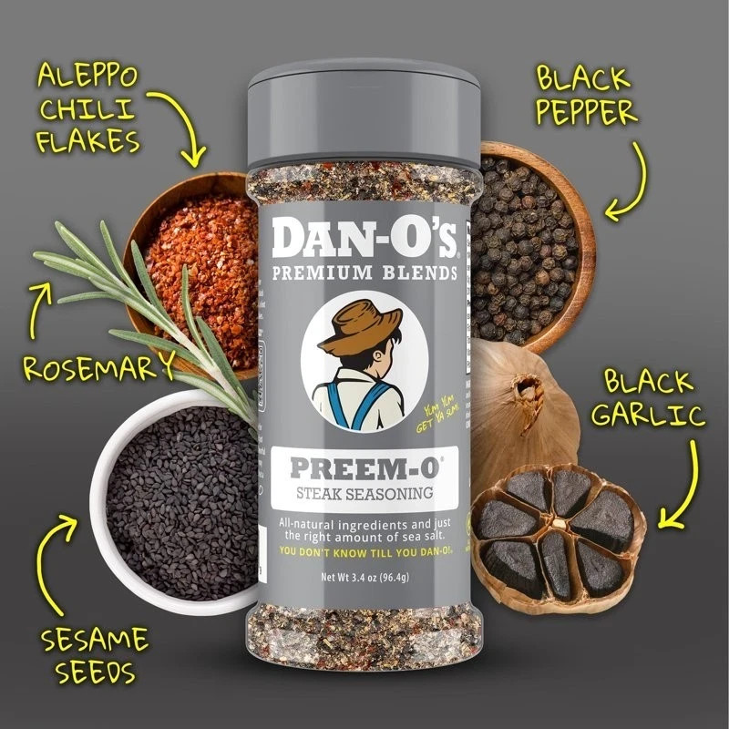Dan-O’s Preem-O All-Purpose Steak & Meat Seasoning 3.4 oz Small Bottle