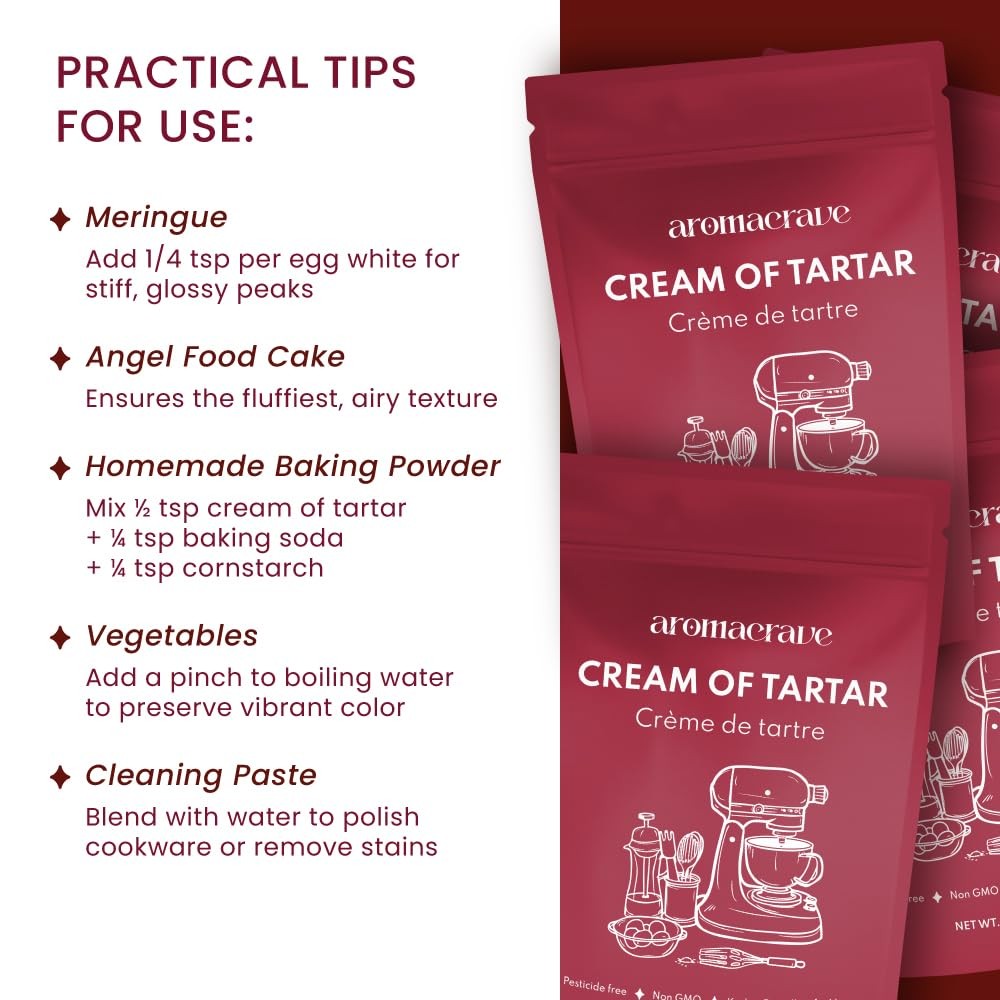 Cream of Tartar Powder, High-Purity Potassium Bitartrate for Baking & Cooking…