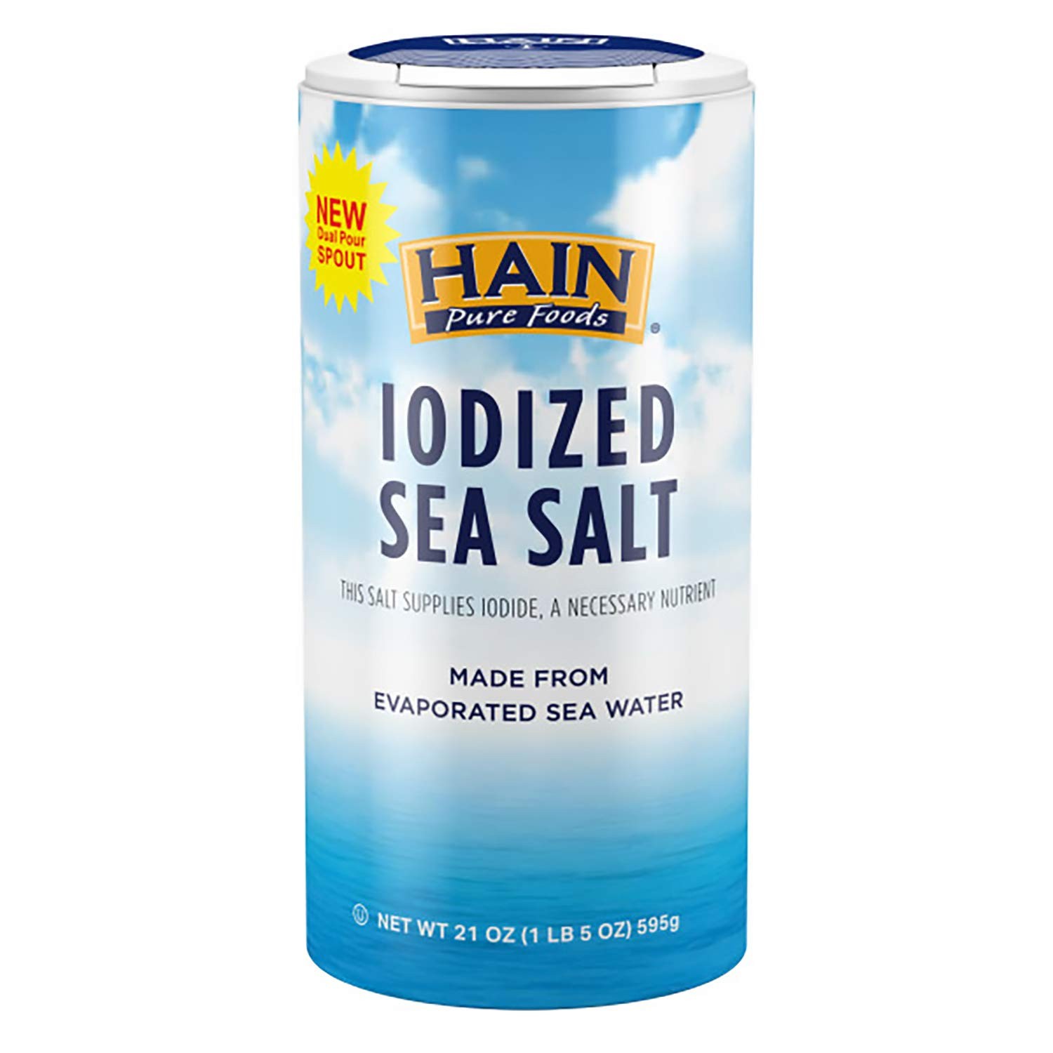 Hain Pure Foods Iodized Sea Salt, 21 Oz (Select Pack)