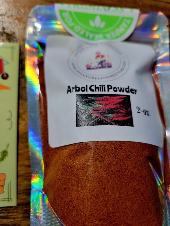 Chili de Arbol Chili Pepper POWDER Ground 15,000-30,000 Scoville SHU HOT Flakes