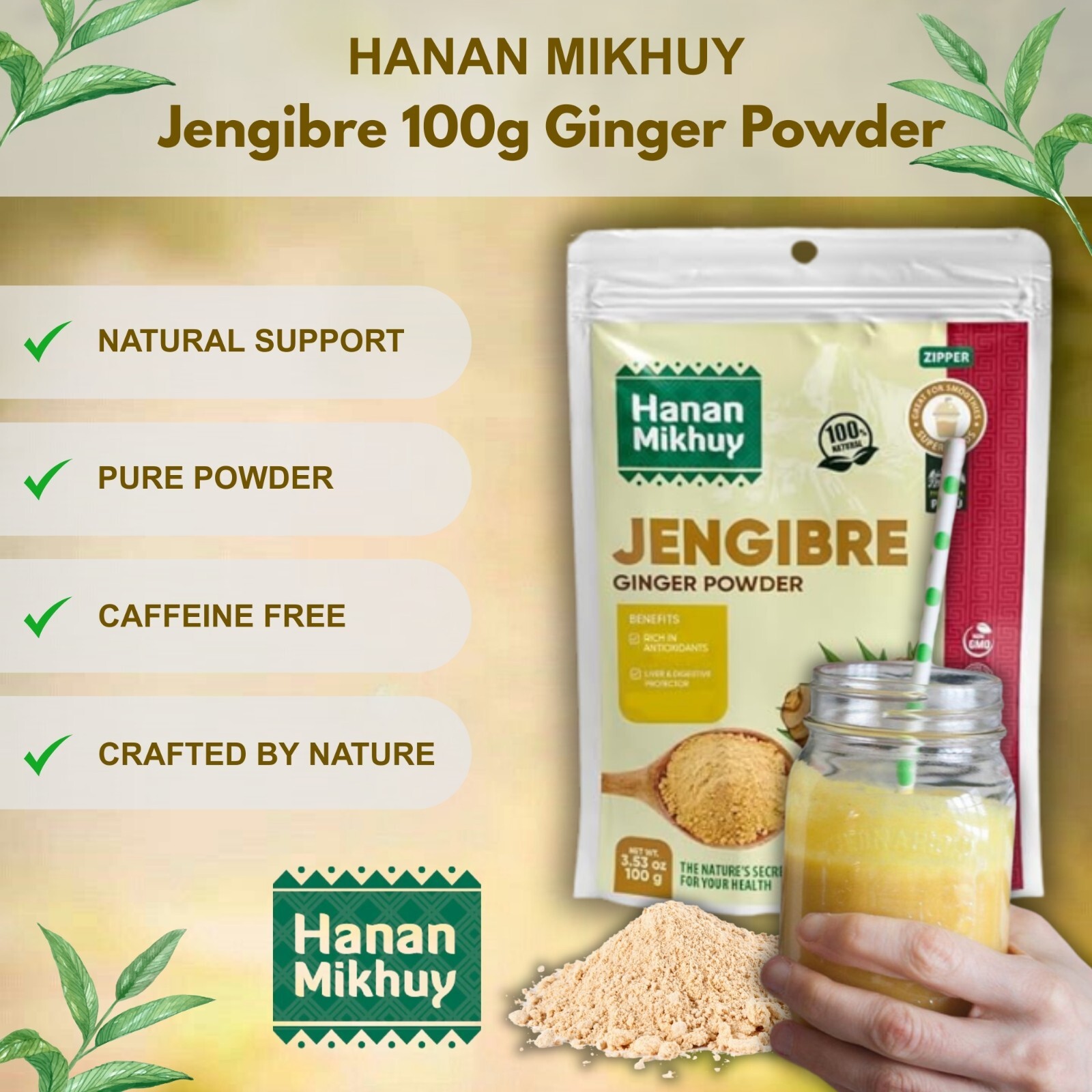 Jengibre Molido 100% Natural Ginger Powder for Digestive & Circulatory from Peru