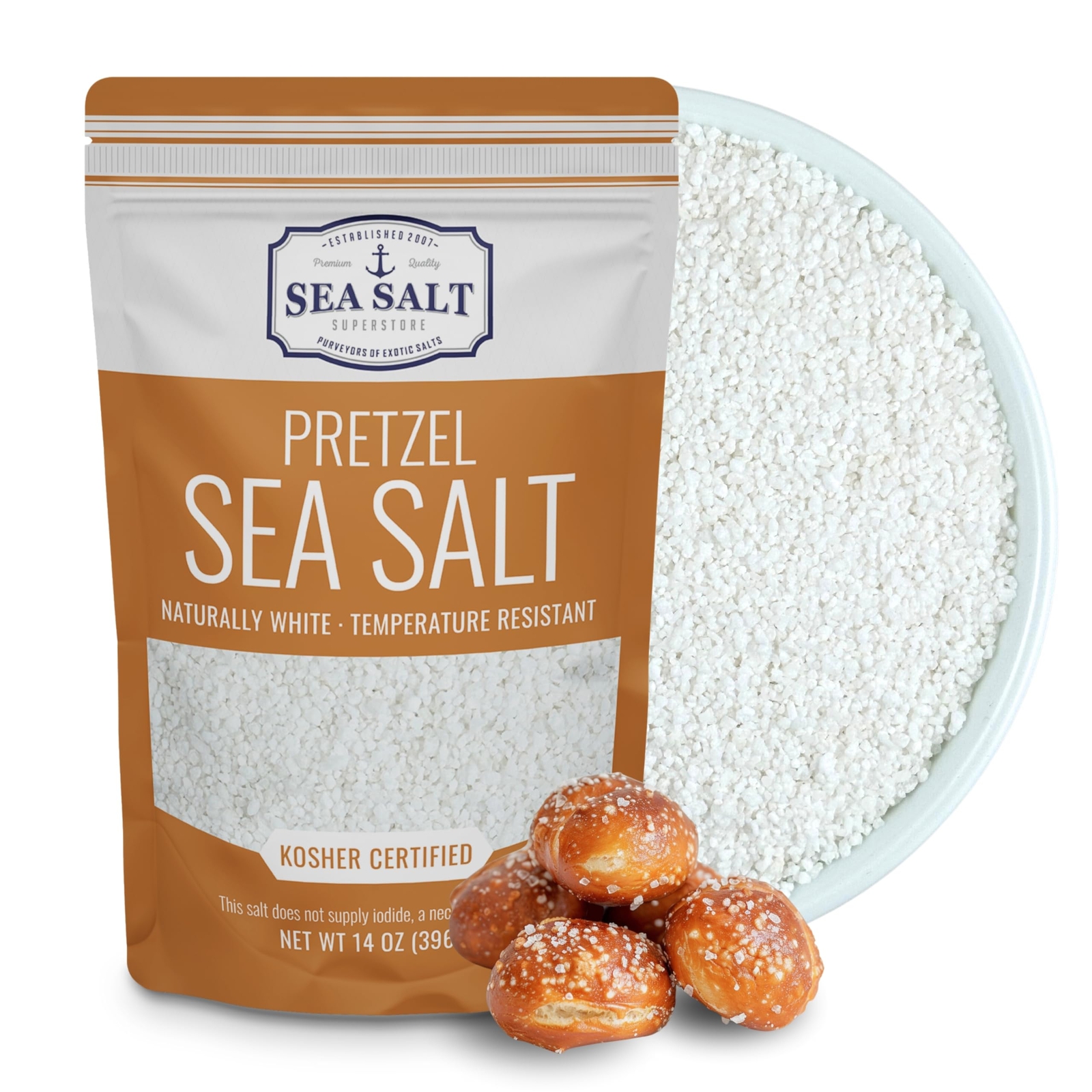 Pretzel Sea Salt Coarse Sea Salt for Soft Pretzels Heat Resistant Bagel and S…