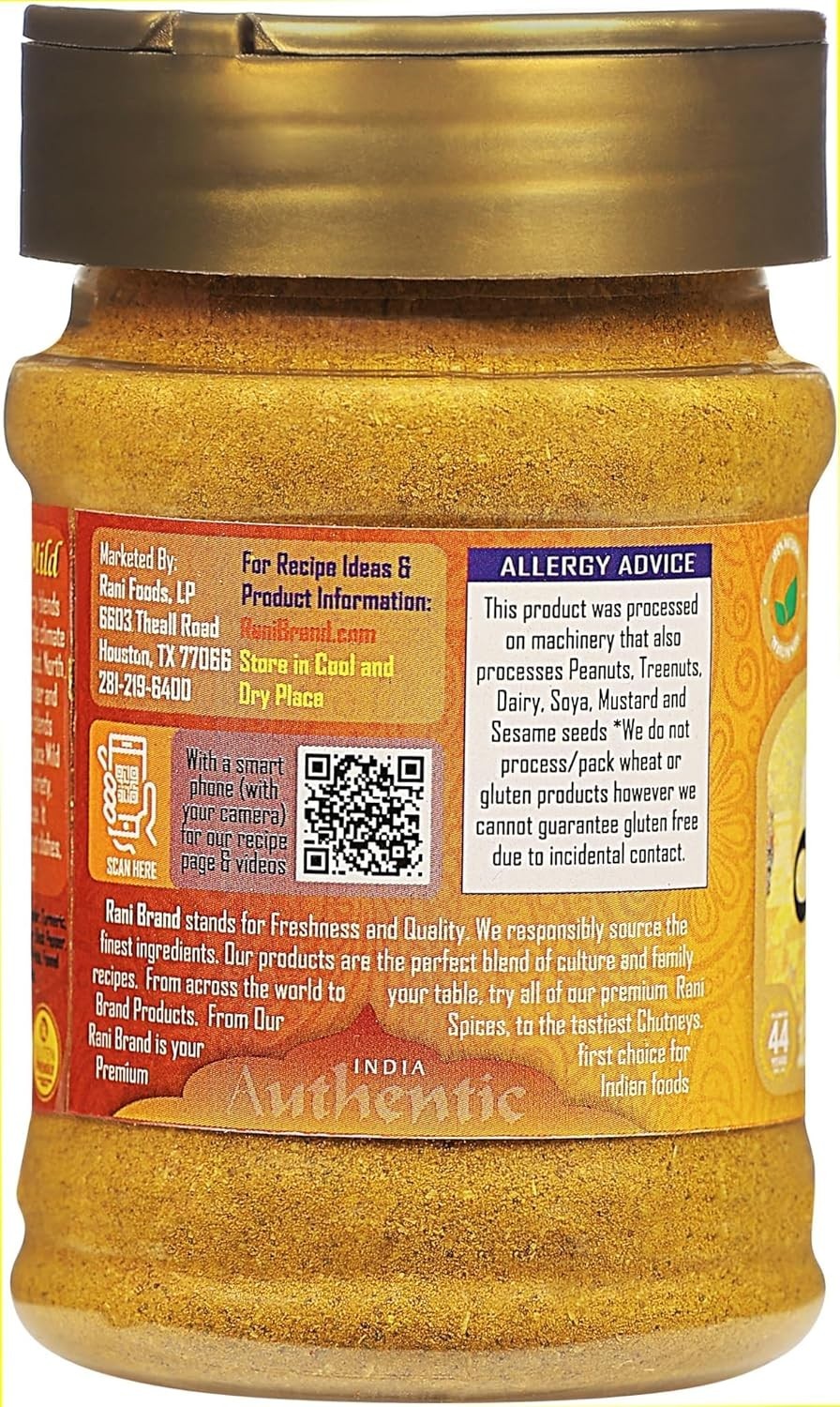 Rani 3oz Mild Curry Powder – Gluten-Friendly, Non-GMO Pack of 12 for Cooking
