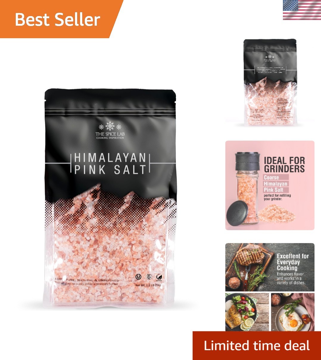 Versatile Pink Himalayan Salt (2.2 lbs) – Gourmet Coarse Grain, Crystal Pure