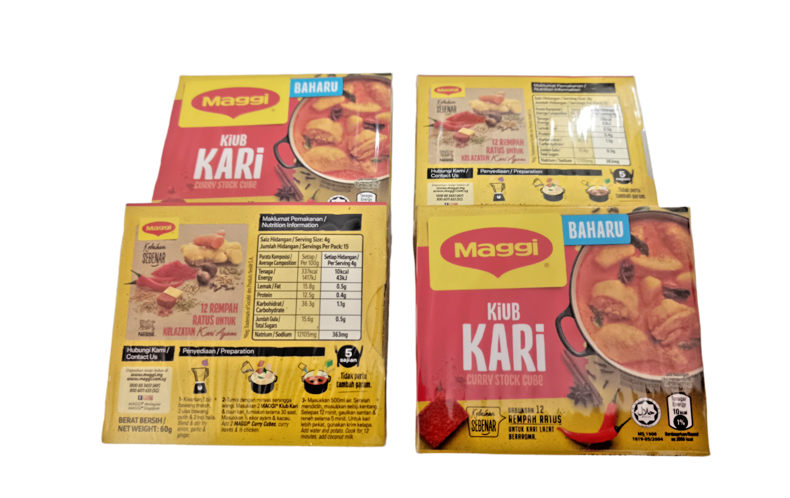 Maggi Curry Stock Cube 60g/Kiub Kari Maggi (6cube x 4 packs) Halal Food Inc Ship