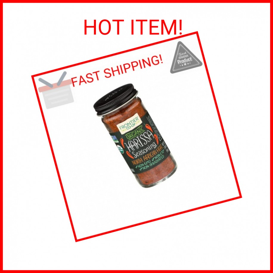 Frontier Co-op Organic Harissa Seasoning, 1.9 Ounce Bottle, N. African Heat with