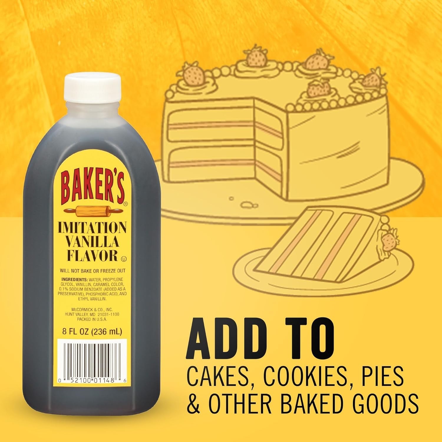 Versatile Imitation Vanilla Extract – 8 fl oz Bottles, Perfect for All Bakes