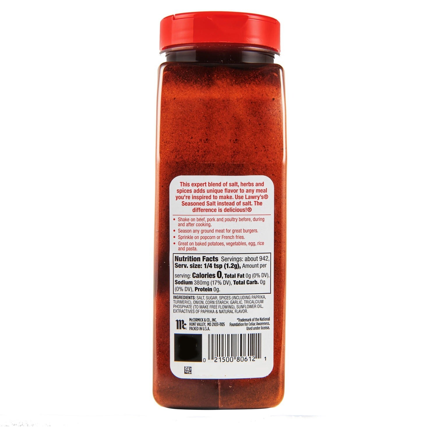 2 PACK – Lawry’s Seasoned Salt Herbs Spices Original No MSG 40 oz. (Total 80 OZ)