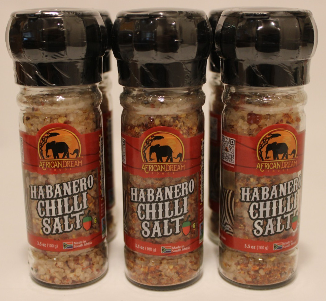 African Dream, Habanero Chilli Salt – NEW, Sealed – Lot of 6 x 100g bottles