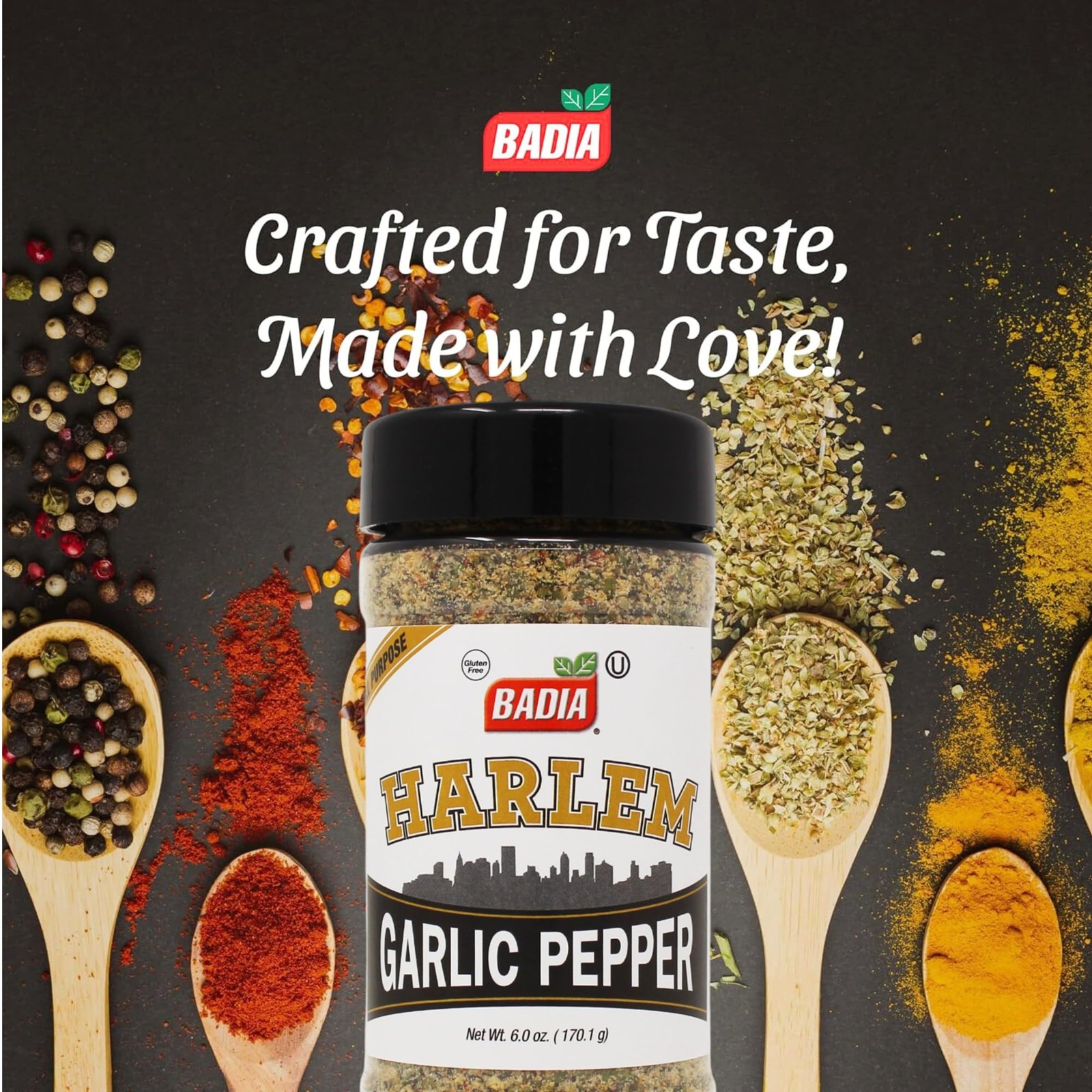 Badia Harlem Garlic Pepper Seasoning Blend, 6 oz – Bold 6 Ounce (Pack of 1)