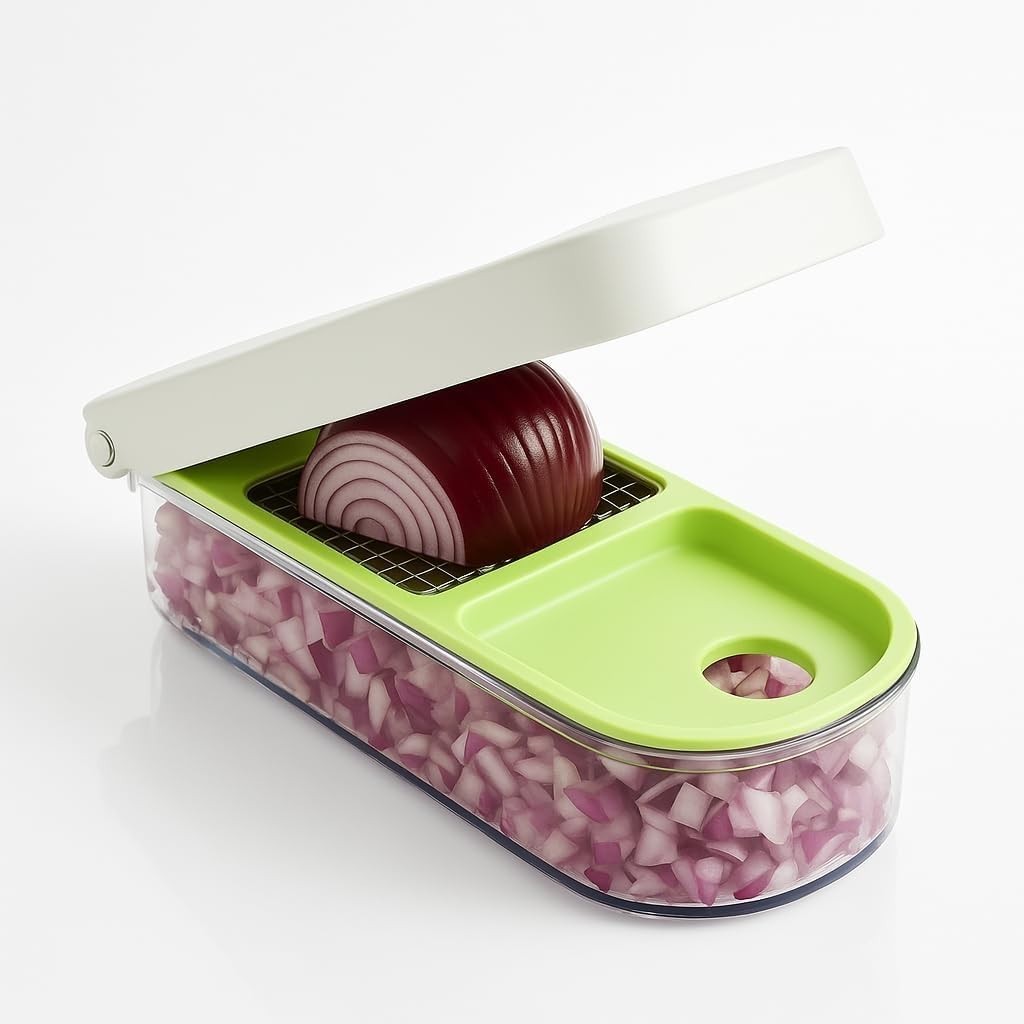 Vegetable Chopper Food Dicer Stainless Steel Blades 2-Cup Container Dishwasher