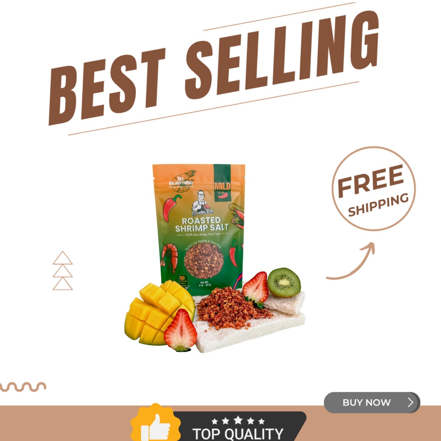 Mild Shrimp & Chili Salt – Elevate Dishes with Authentic Cambodian Crunch, 8 oz