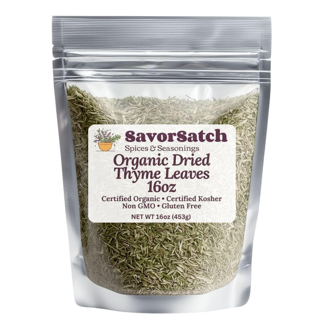 Savorsatch Organic Thyme Leaf Whole – 16Oz (1Lb) Resealable Pouch | Non-Gmo, USD