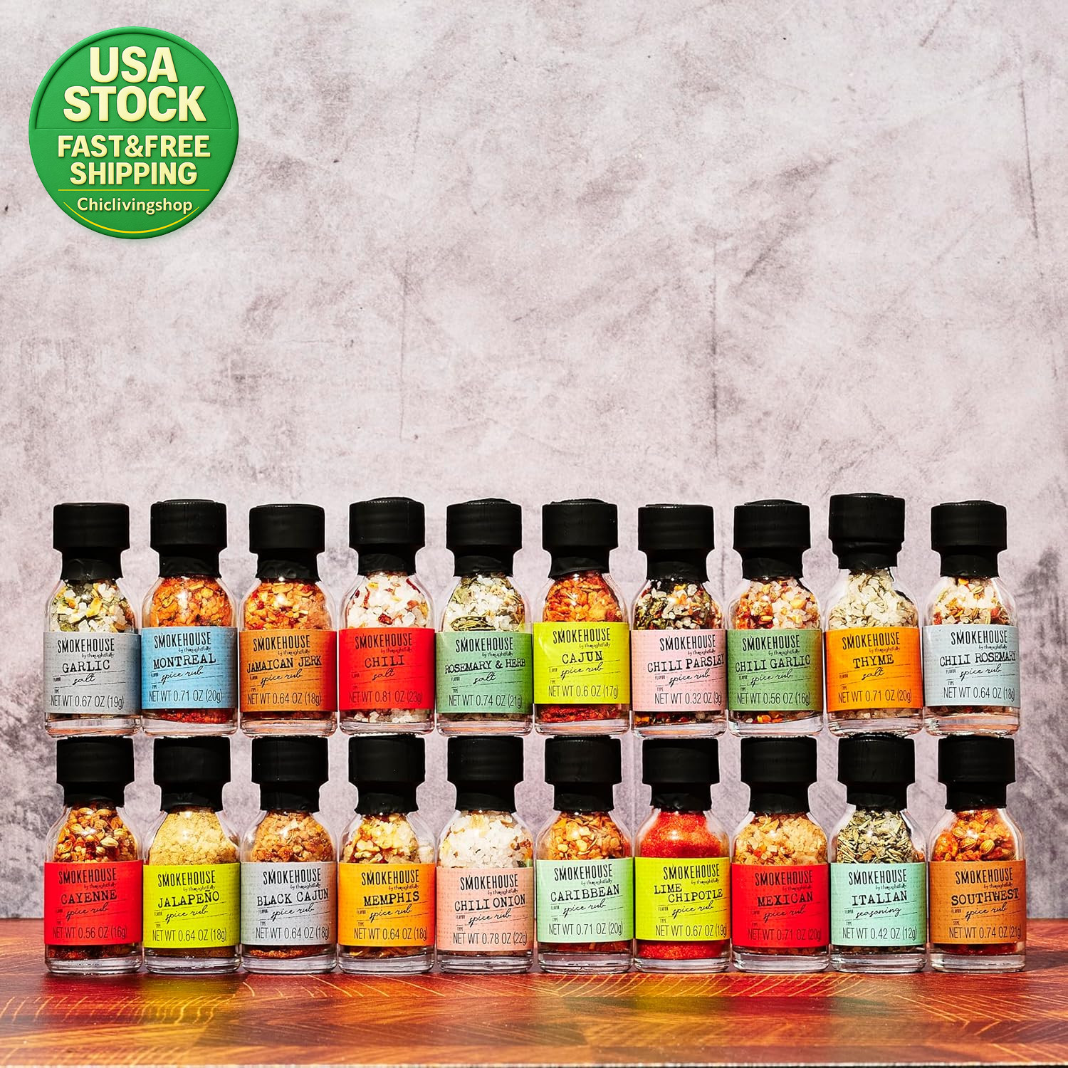 Grilling Spice Set 20 Mini BBQ Rubs Seasoning Variety Pack for Grill Smoker