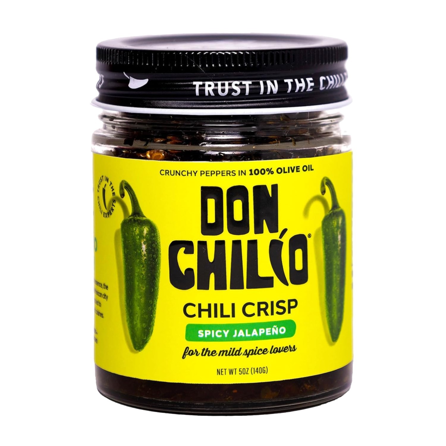 Mild Jalapeno Chile Crisp 5 oz Sliced Fried Peppers in Olive Oil