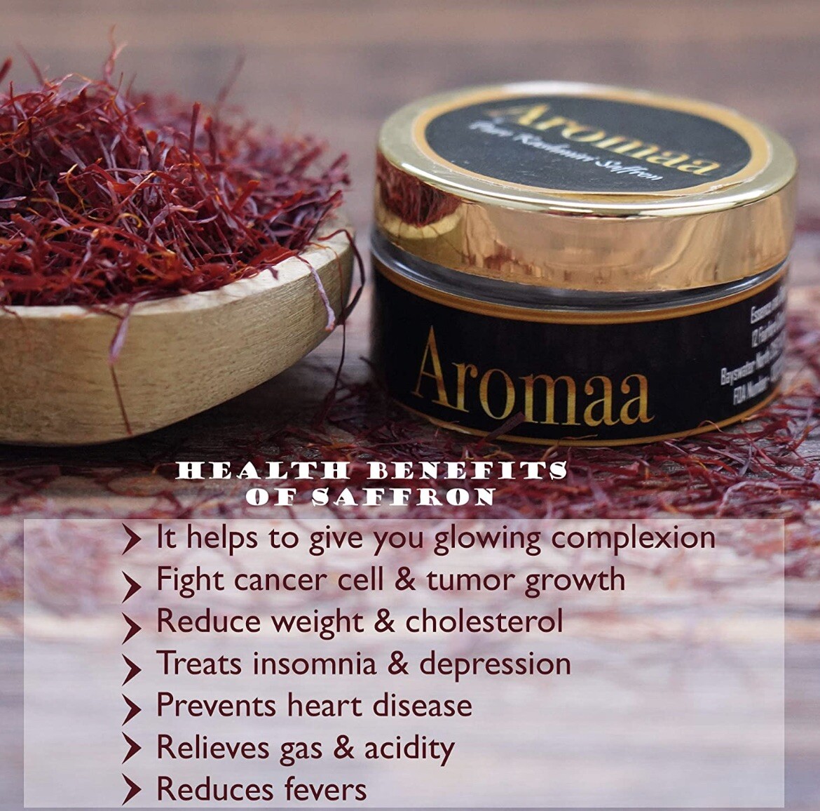 Aromaa Pure Kashmiri Saffron India Threads 2g All-Red Saffron NEW