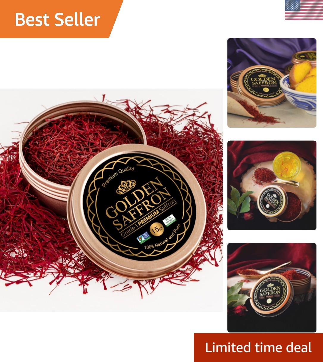 Deluxe 15g Non-GMO Saffron Threads – Enhance Your Dishes with Aroma & Flavor