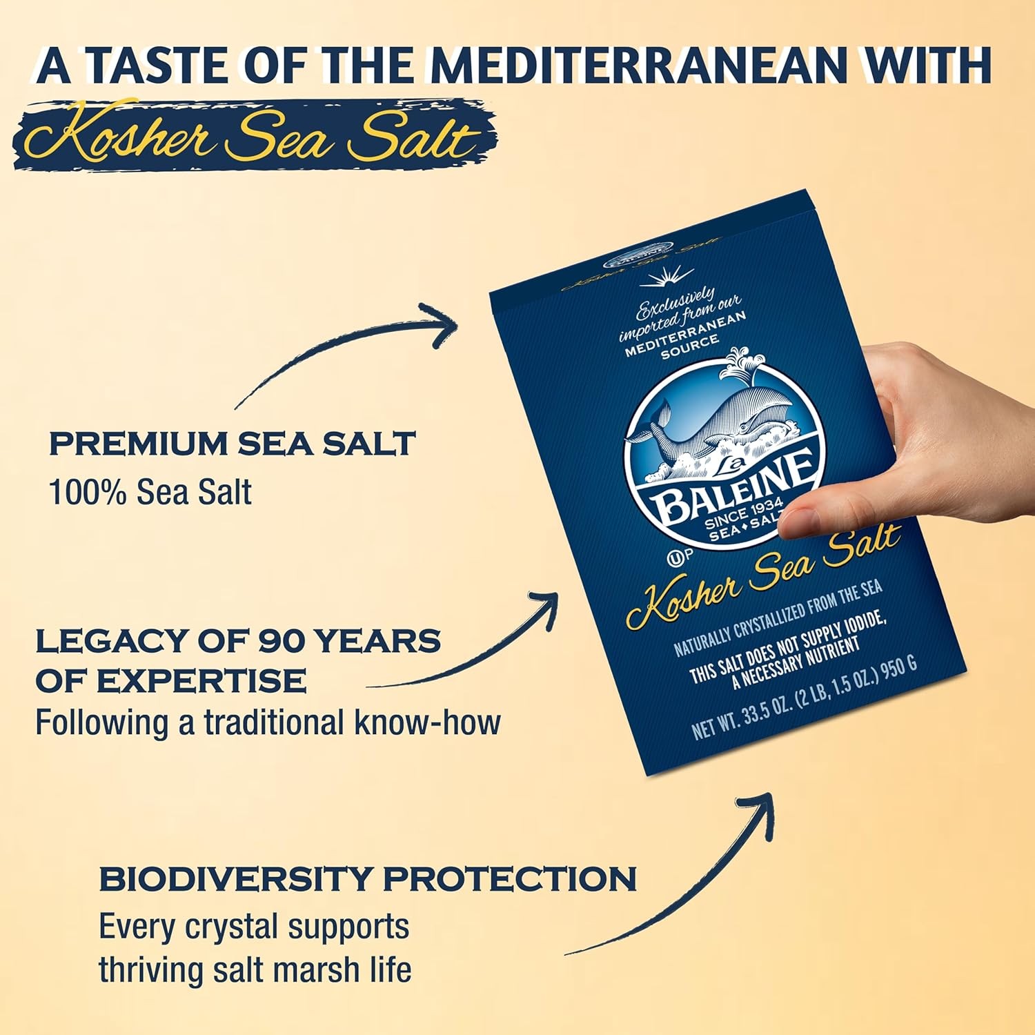 La Baleine Kosher Sea Salt, 33.5oz