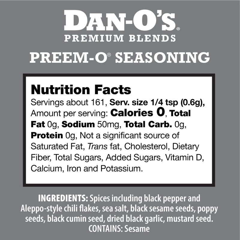 Dan-O’s Preem-O All-Purpose Steak & Meat Seasoning 3.4 oz Small Bottle