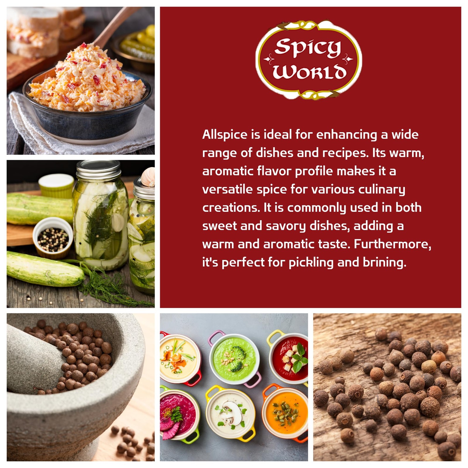 Spicy World Whole Allspice Berries 14 Oz Resealable Bag |