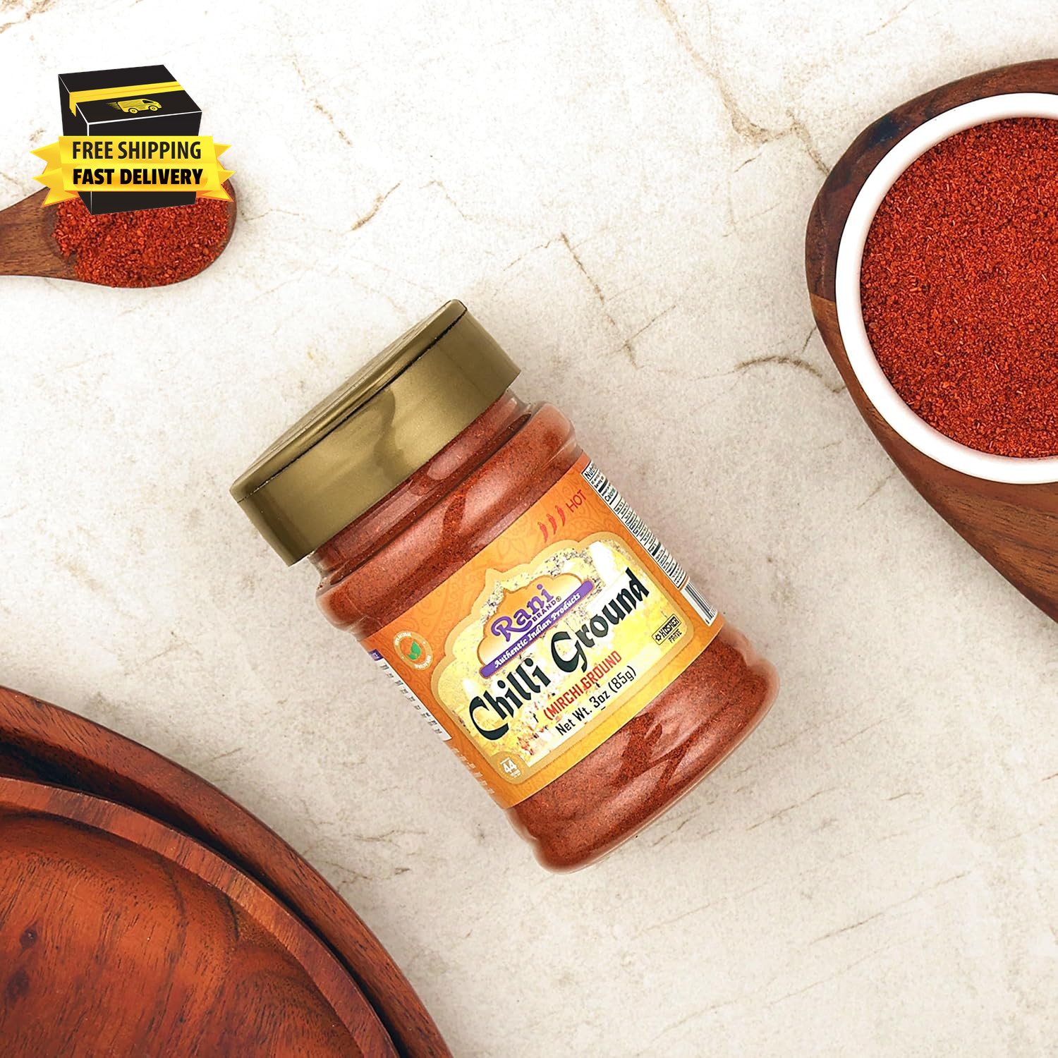 Rani Chilli Powder (Mirchi) Ground Indian Spice 3Oz (85G) PET Jar ~ All Natural