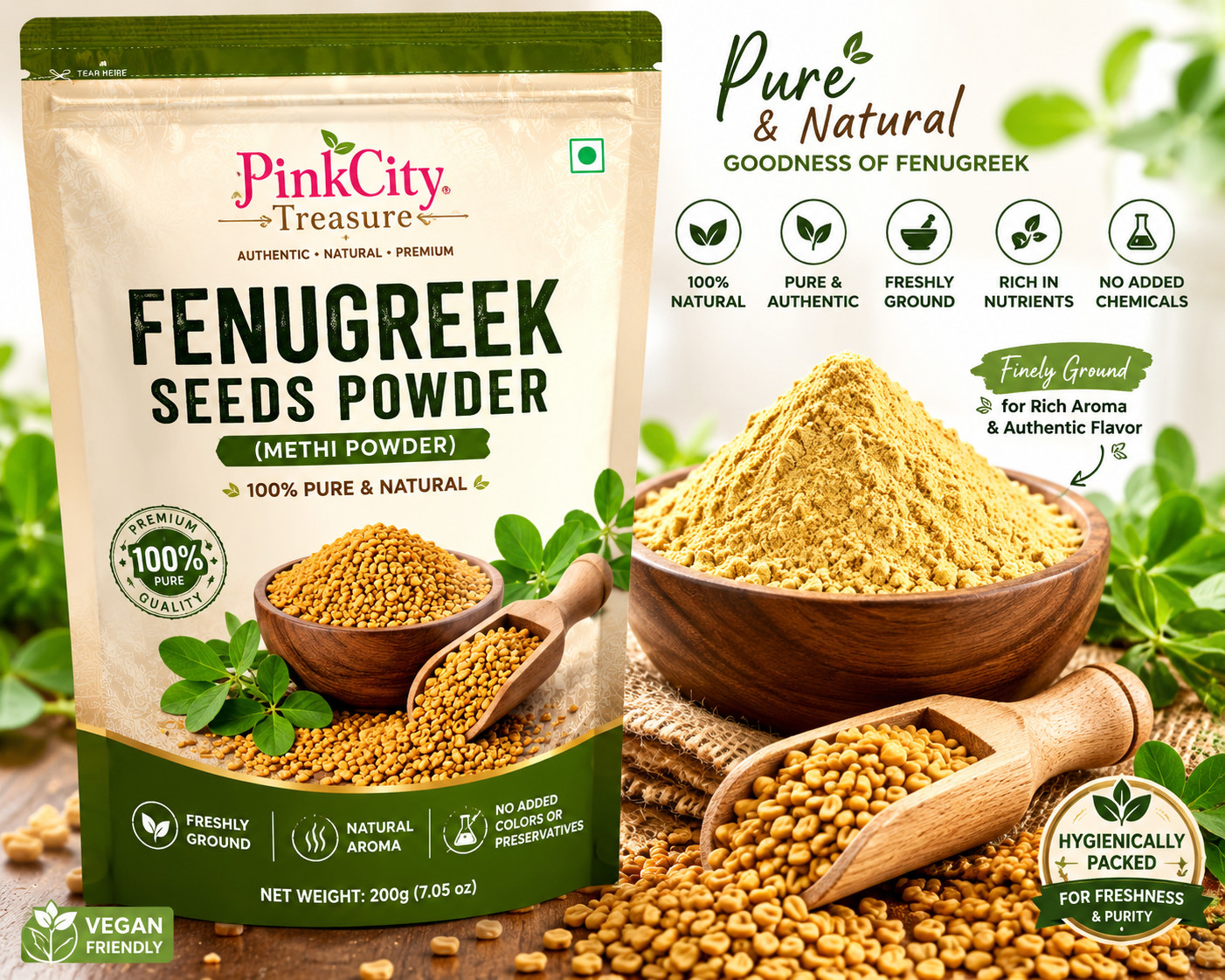 100% Natural Fenugreek Seed Premium Powder TrigonellaFoenum Trigon Free Shipping