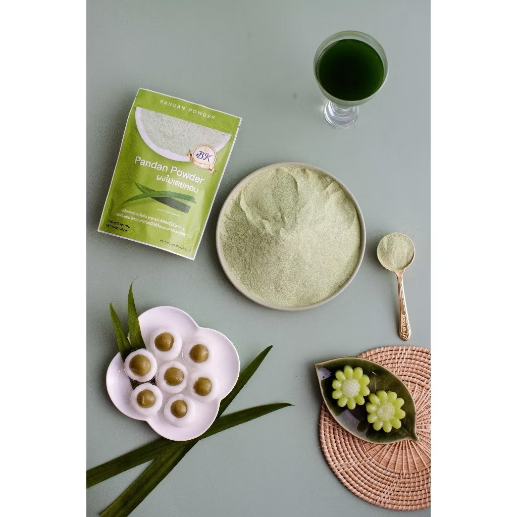Dried Pandan Leaves Powder Nature Drink Bakery Dessert Beverages BK Brand 100gx3