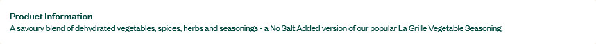 Club House La Grille Vegetable Seasoning No Salt Added 122g